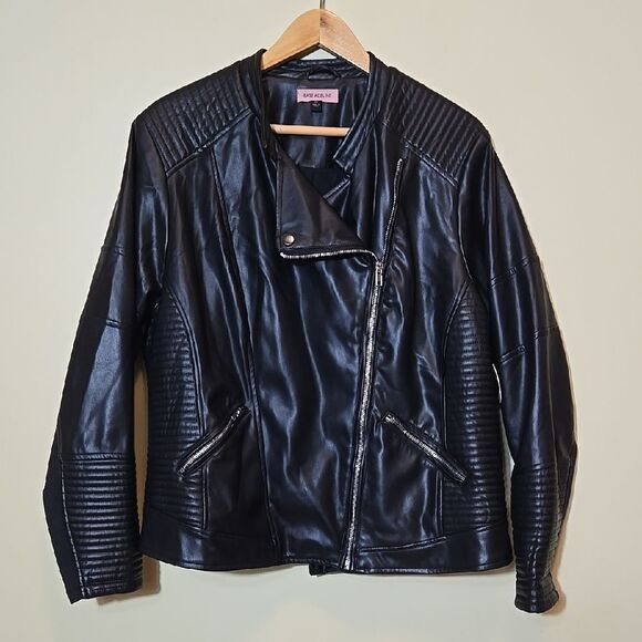 East Adeline Black Faux Leather Moto Jacket Grunge Gothic Size 2X Bikercore Emo - Picture 1 of 14